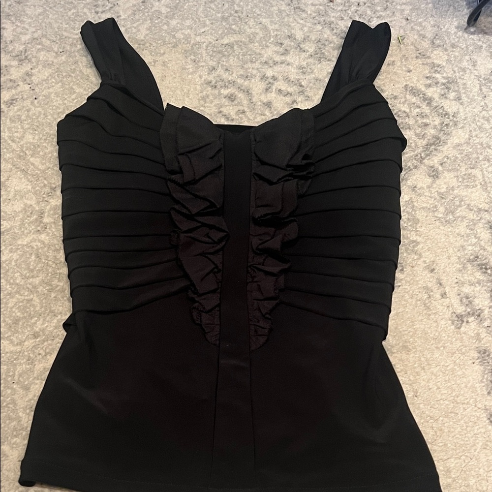 White House Black Market Elegant Black Pleated Blouse